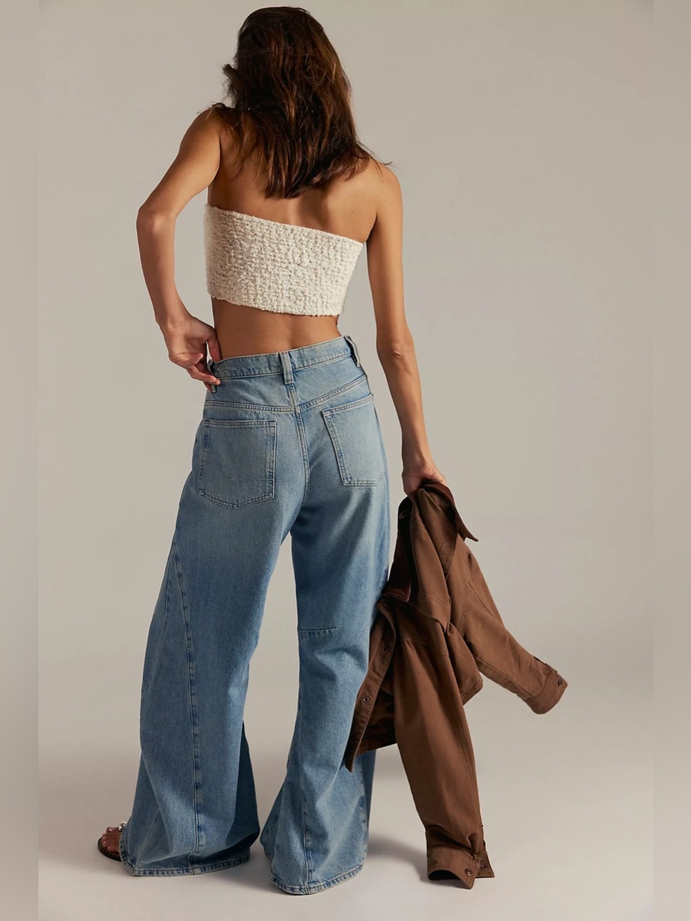 Free People We the Free Eden High Rise Slouchy Denim Jeans Light Blue Flare 33 - Picture 9 of 9